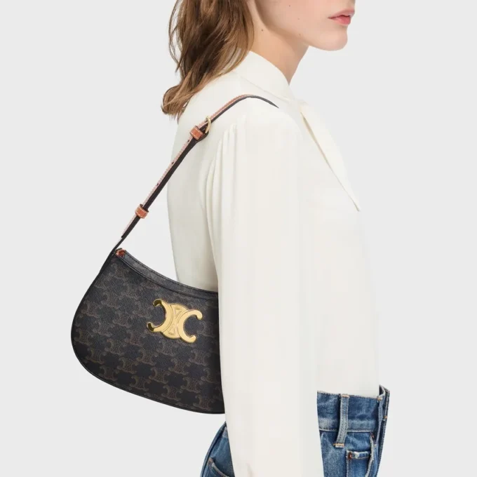 Medium Ava Triomphe Bag in Triomphe Canvas and Calfskin Medium Ava Triomphe Bag in Triomphe Canvas and Calfskin