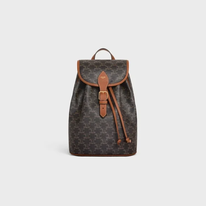 Medium Backpack Folco in Triomphe Canvas and Calfskin Medium Backpack Folco in Triomphe Canvas and Calfskin