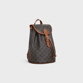Medium Backpack Folco in Triomphe Canvas and Calfskin