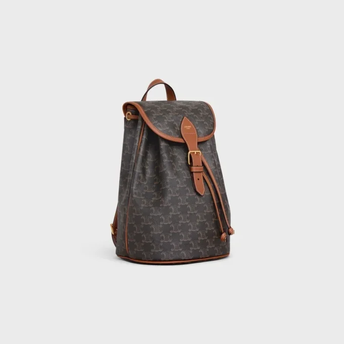 Medium Backpack Folco in Triomphe Canvas and Calfskin Medium Backpack Folco in Triomphe Canvas and Calfskin