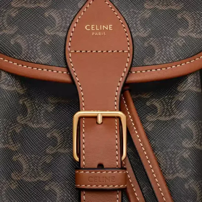 Medium Backpack Folco in Triomphe Canvas and Calfskin Medium Backpack Folco in Triomphe Canvas and Calfskin