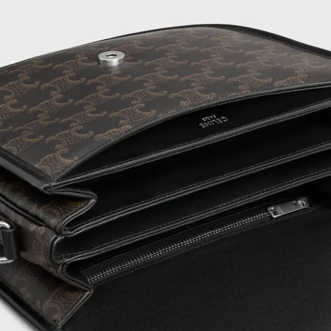 Medium Besace Triomphe in Triomphe Canvas and Calfskin Medium Besace Triomphe in Triomphe Canvas and Calfskin