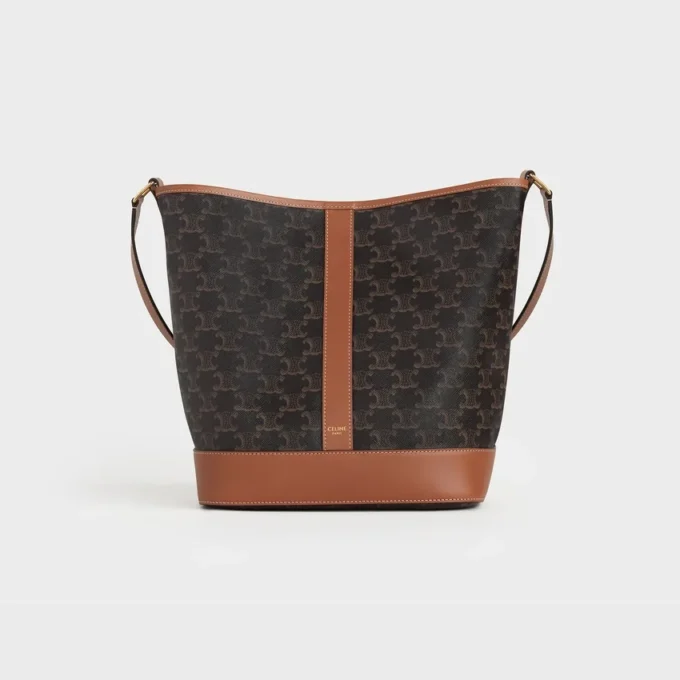 Medium Bucket in Triomphe Canvas and Calfskin Medium Bucket in Triomphe Canvas and Calfskin