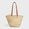 Medium Celine Classic Panier in Palm Leaves and Calfskin Medium Celine Classic Panier in Palm Leaves and Calfskin