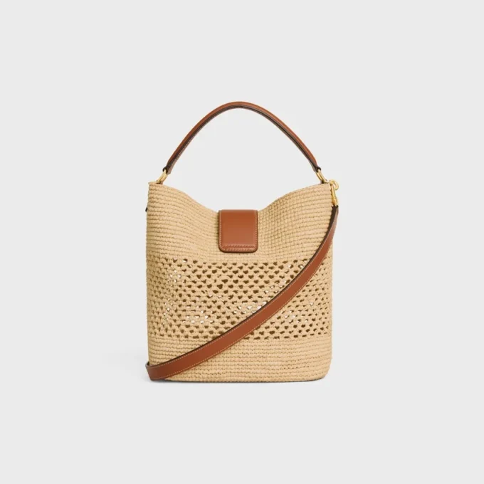 Medium Louise Bucket in Raffia and Calfskin Medium Louise Bucket in Raffia and Calfskin