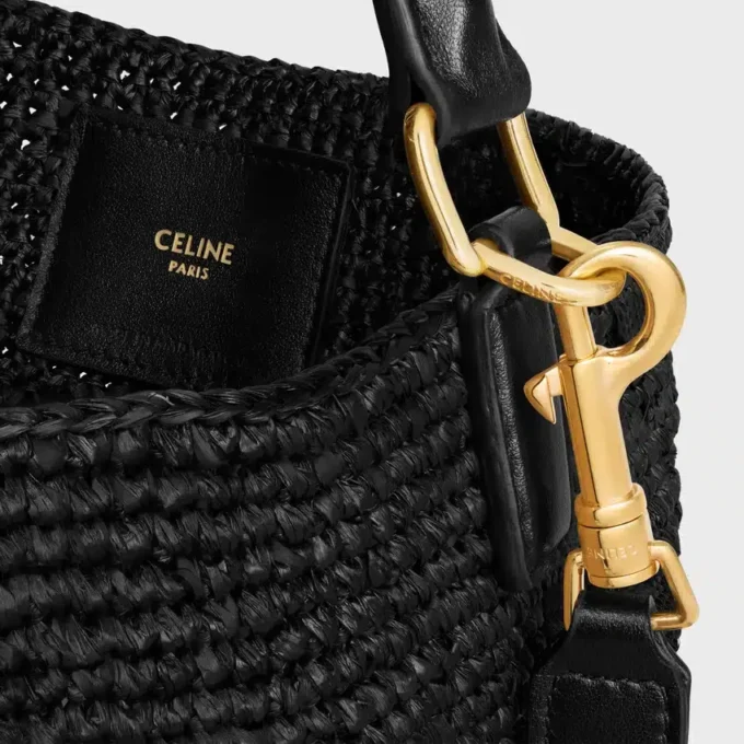 Medium Louise Bucket in Raffia and Calfskin