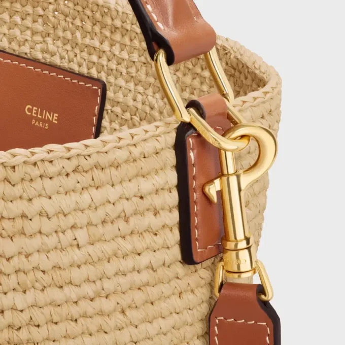 Medium Louise Bucket in Raffia and Calfskin Medium Louise Bucket in Raffia and Calfskin