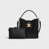 Medium Louise Bucket in Raffia and Calfskin
