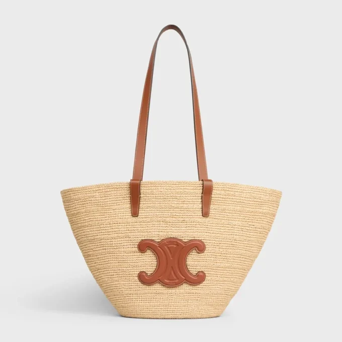 Medium Supple Celine Classic Panier in Raffia and Calfskin Medium Supple Celine Classic Panier in Raffia and Calfskin