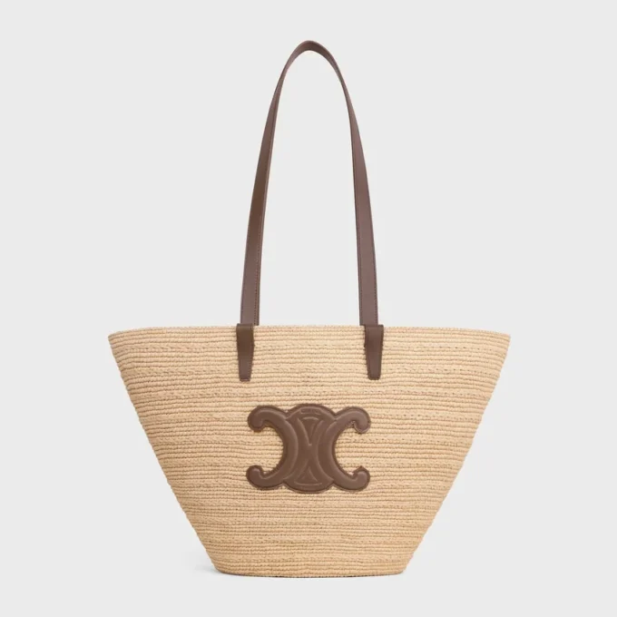 Medium Supple Celine Classic Panier in Raffia and Calfskin Medium Supple Celine Classic Panier in Raffia and Calfskin