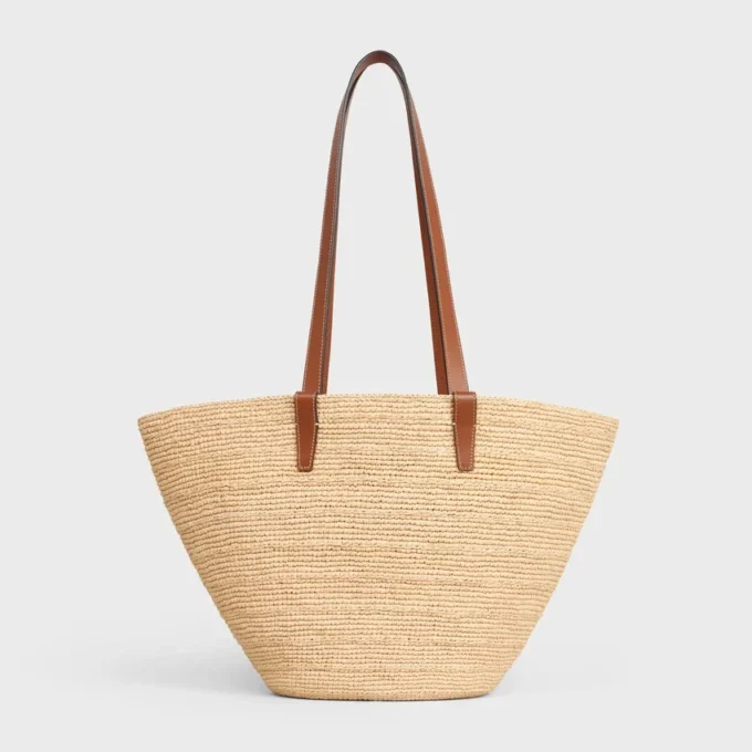 Medium Supple Celine Classic Panier in Raffia and Calfskin Medium Supple Celine Classic Panier in Raffia and Calfskin