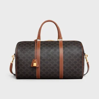 Medium Travel Bag in Triomphe Canvas and Calfskin