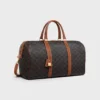 Medium Travel Bag in Triomphe Canvas and Calfskin Medium Travel Bag in Triomphe Canvas and Calfskin