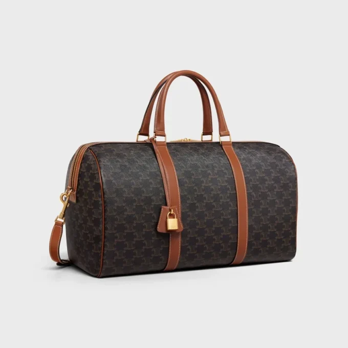 Medium Travel Bag in Triomphe Canvas and Calfskin Medium Travel Bag in Triomphe Canvas and Calfskin