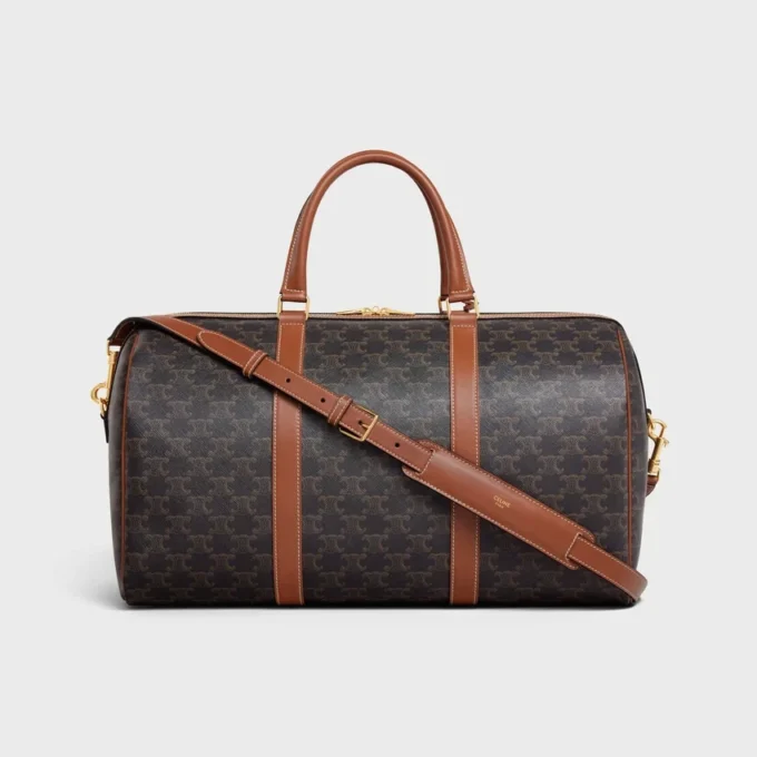 Medium Travel Bag in Triomphe Canvas and Calfskin Medium Travel Bag in Triomphe Canvas and Calfskin