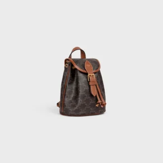 Mini Backpack Folco in Triomphe Canvas and Calfskin