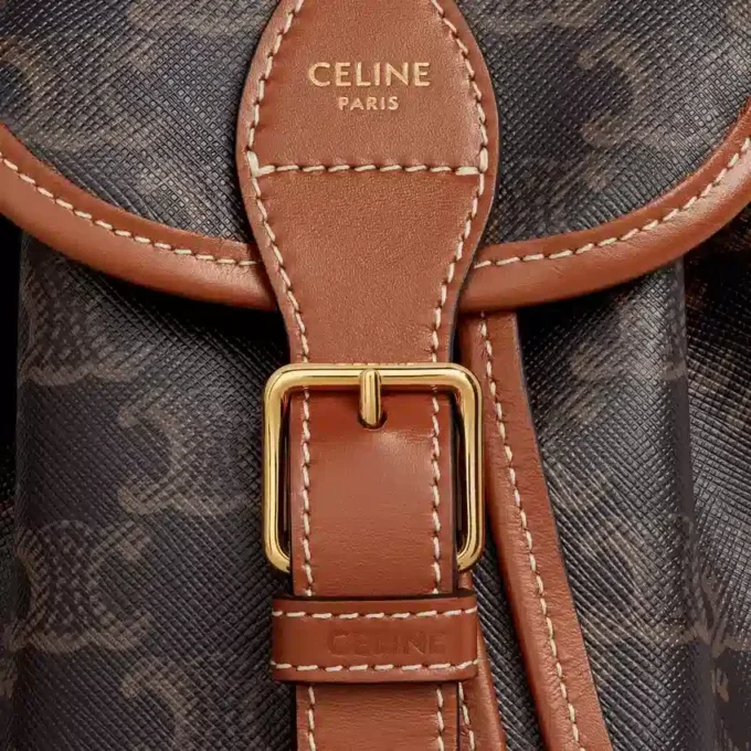 Mini Backpack Folco in Triomphe Canvas and Calfskin Mini Backpack Folco in Triomphe Canvas and Calfskin