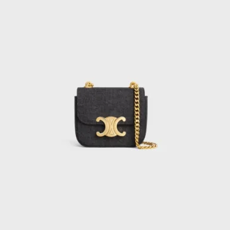 Mini Chain Claude in Denim & Calfskin