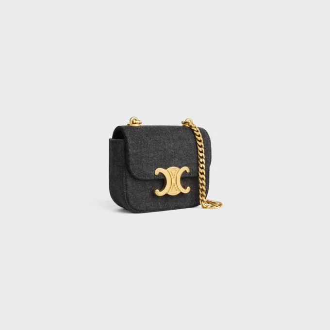 Mini Chain Claude in Denim & Calfskin