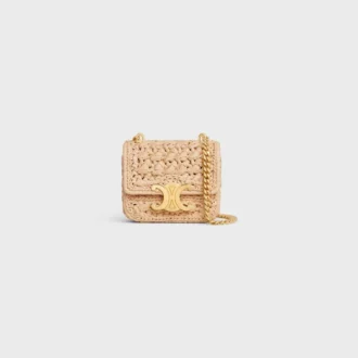 Mini Chain Claude in Raffia Effect Textile