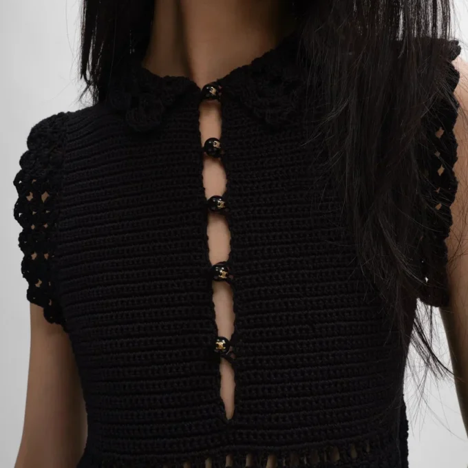 Mini Dress in Cotton Crochet Mini Dress in Cotton Crochet