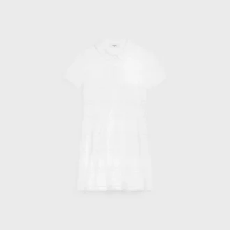 Mini Dress with Embroidered Trims in Cotton Batiste