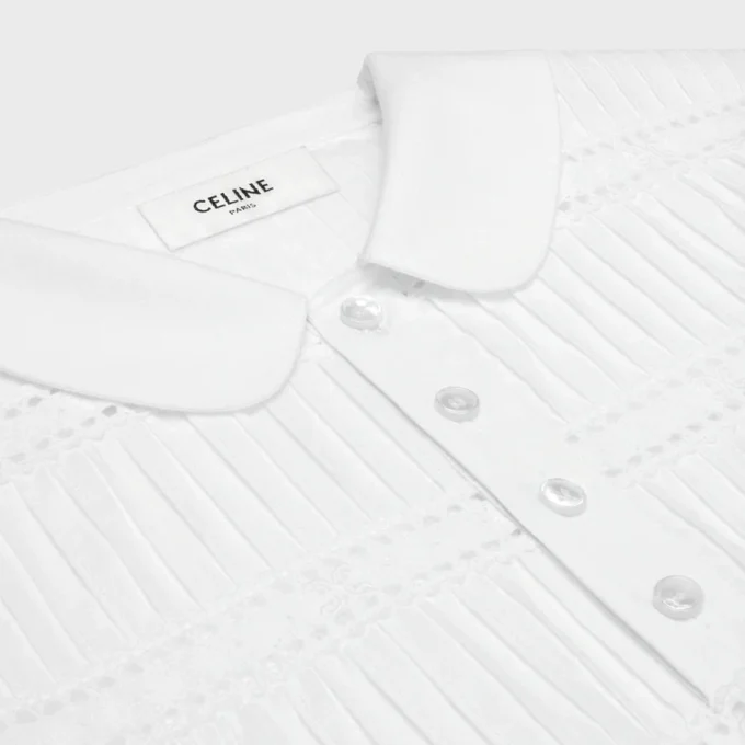 Mini Dress with Embroidered Trims in Cotton Batiste