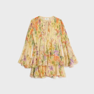 Mini Pleated Dress in Silk Georgette