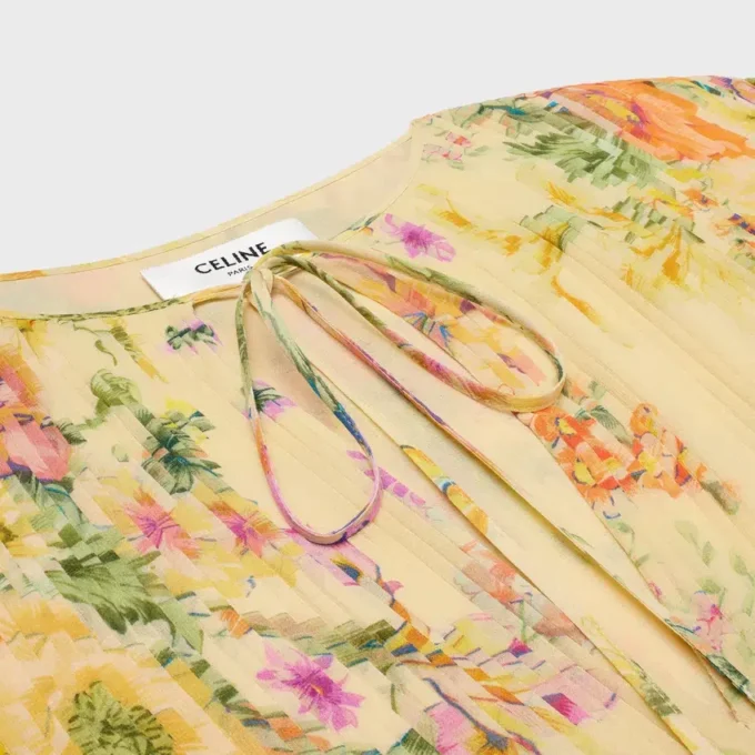 Mini Pleated Dress in Silk Georgette