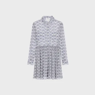 Mini Shirt Dress in Silk Crepon