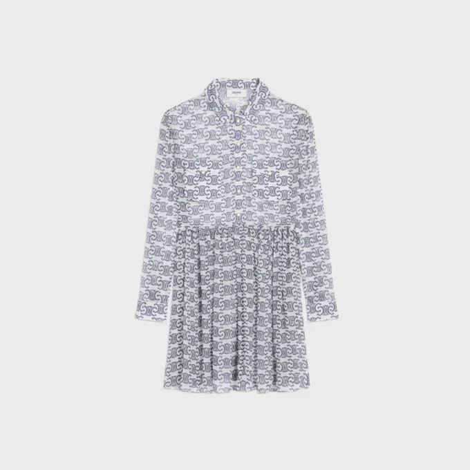 Mini Shirt Dress in Silk Crepon Mini Shirt Dress in Silk Crepon