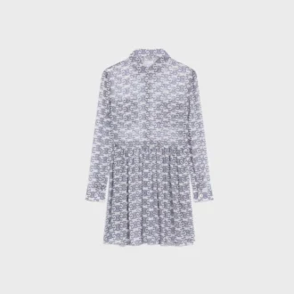 Mini Shirt Dress in Silk Crepon
