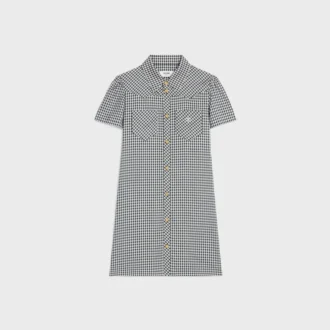 Mini Shirt Dress in Vichy Silk