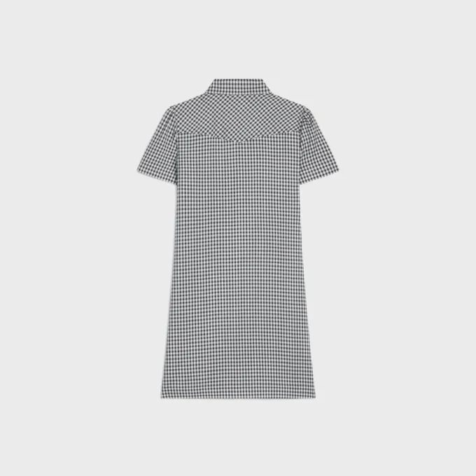 Mini Shirt Dress in Vichy Silk Mini Shirt Dress in Vichy Silk