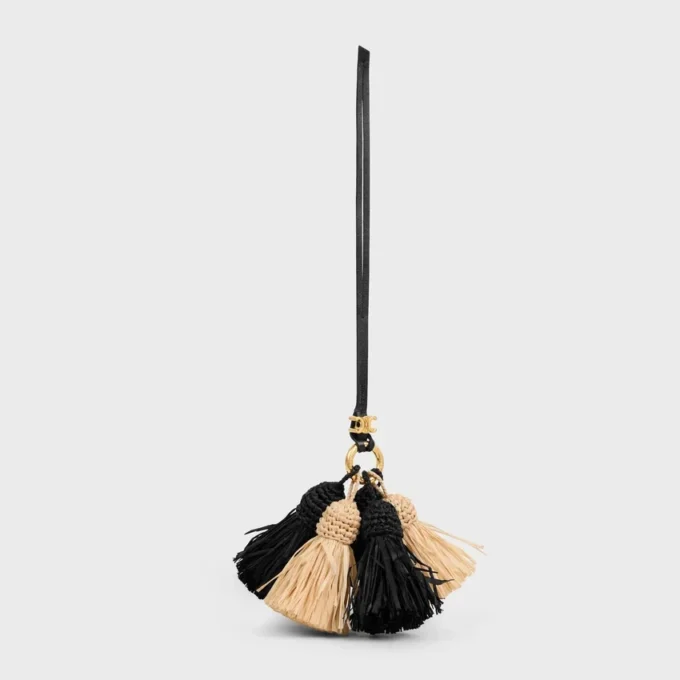 Multi Pompon Charm in Raffia and Smooth Lambskin Multi Pompon Charm in Raffia and Smooth Lambskin
