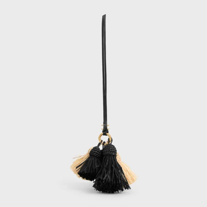 Multi Pompon Charm in Raffia and Smooth Lambskin Multi Pompon Charm in Raffia and Smooth Lambskin