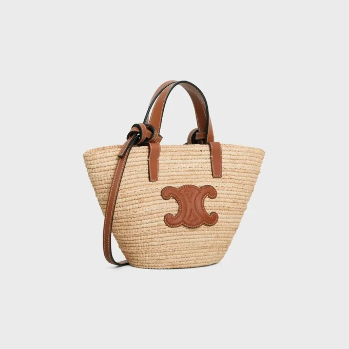 Nano Supple Celine Classic Panier in Raffia and Calfskin Nano Supple Celine Classic Panier in Raffia and Calfskin