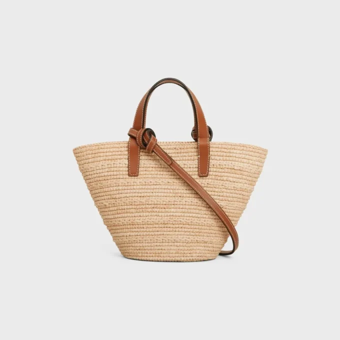 Nano Supple Celine Classic Panier in Raffia and Calfskin Nano Supple Celine Classic Panier in Raffia and Calfskin