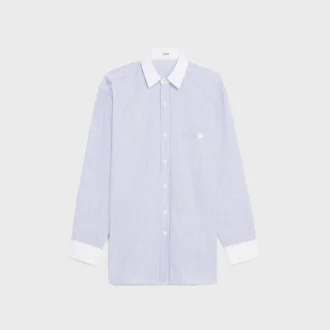 Oversized Shirt in Striped Chambray Cotton