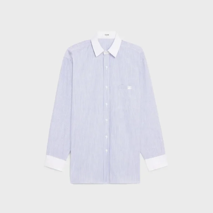 Oversized Shirt in Striped Chambray Cotton Oversized Shirt in Striped Chambray Cotton