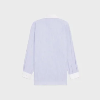 Oversized Shirt in Striped Chambray Cotton