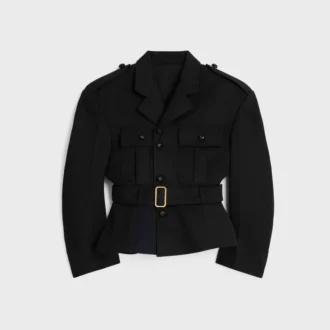 Peplum Jacket in Wool Gabardine