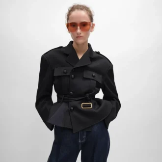 Peplum Jacket in Wool Gabardine