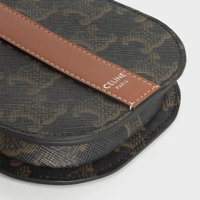 Phone Pouch with Flap in Triomphe Canvas and Calfskin Phone Pouch with Flap in Triomphe Canvas and Calfskin