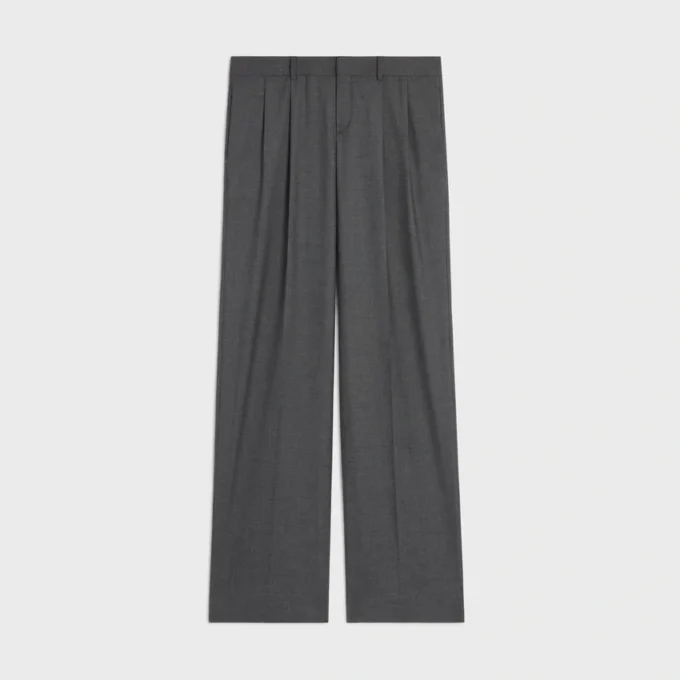 Pleated Trousers in Cashmere Canvas Pleated Trousers in Cashmere Canvas