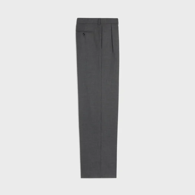 Pleated Trousers in Cashmere Canvas Pleated Trousers in Cashmere Canvas