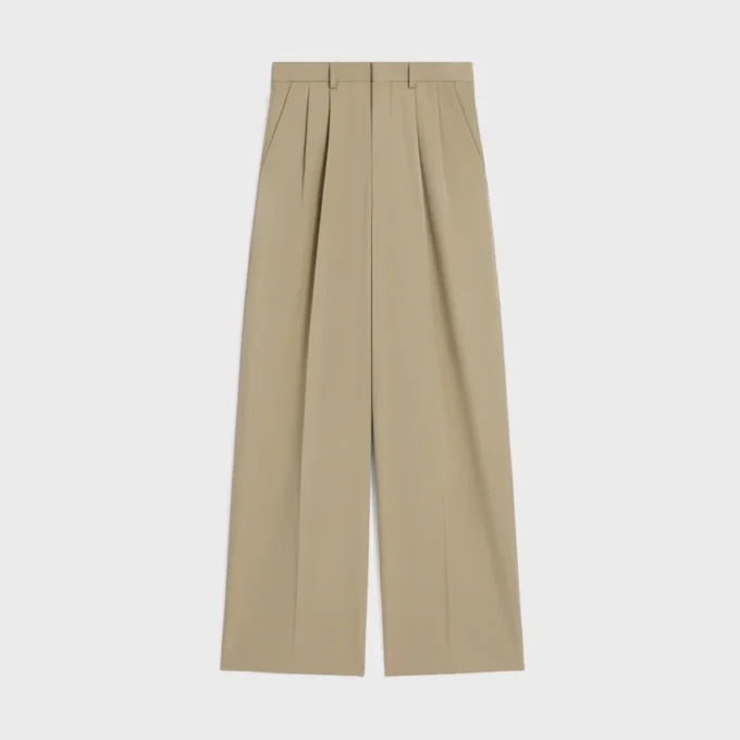 Pleated Trousers in Cotton and Wool Gabardine Pleated Trousers in Cotton and Wool Gabardine