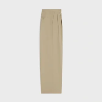 Pleated Trousers in Cotton and Wool Gabardine