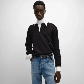 Polo Shirt in Ribbed Cotton Jersey