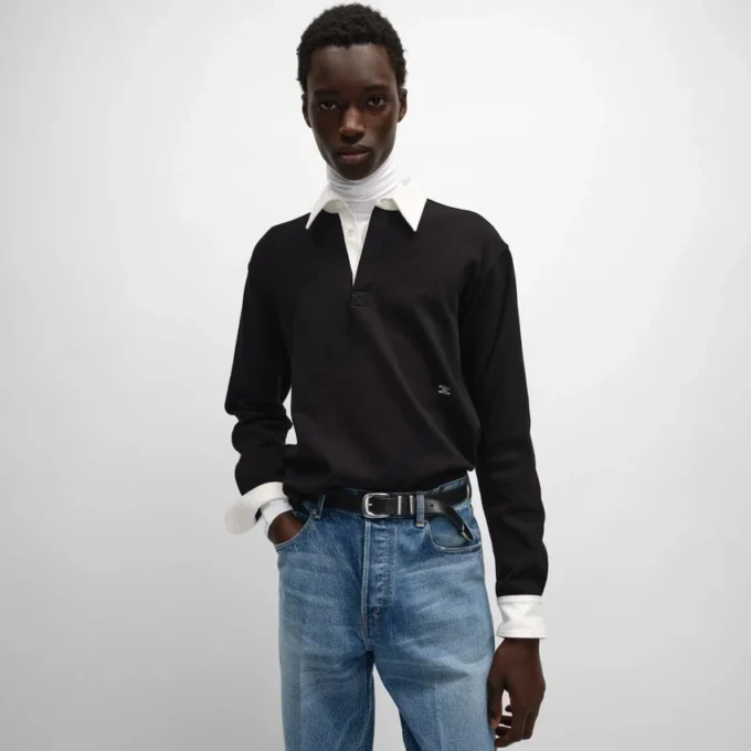 Polo Shirt in Ribbed Cotton Jersey Polo Shirt in Ribbed Cotton Jersey